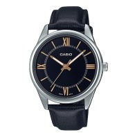 Casio MTP V005L-1B5UDF Black Leather Strap Watch For Men